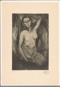 siddende kvinde Femme assise (original titel) af Lodewijk Schelfhout (signed by artist)