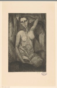 siddende kvinde Femme assise (original titel) af Lodewijk Schelfhout (signed by artist)