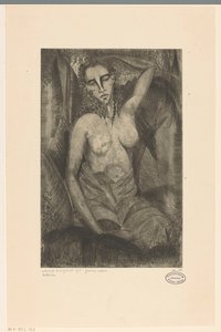 siddende kvinde Femme assise (original titel på objektet) af Lodewijk Schelfhout (signed by artist)