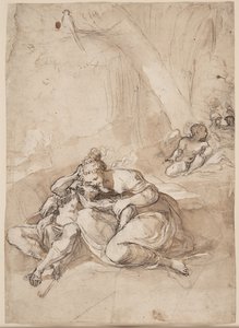 Armida besnærende Rinaldo i tryllehaven? (Scene fra Torquato Tassos Gerusalemme Liberata) af Lodovico Carracci