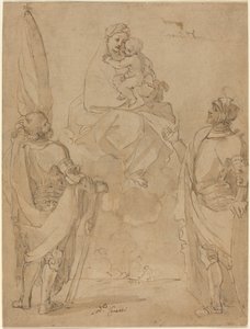 Jomfruen og barnet viser sig for de hellige George og William af Lodovico Carracci