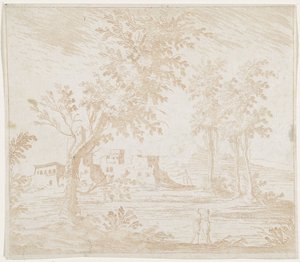 Landskab med ruin af Lodovico Mattioli (attributed to)