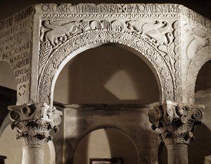 Lombardkunst, renæssance af Liutprand (Liutprandus) Langobardernes konge: detail d