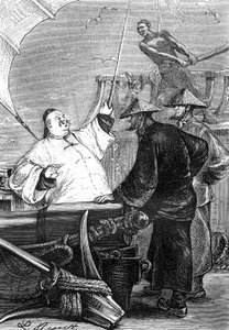 Tegning af Leon Benett, fra Jules Vernes bog "The Tribulations of a Chinese in China" - Hetzel edition/Extraordinary Voyages 1879.