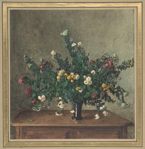 Buket af små krysantemum, 1862. af Léon Bonvin