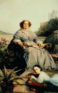 Portræt af Madame Clicquot, født Ponsardin 1777-1866 med sin datter, mellem 1851 og 1860.
