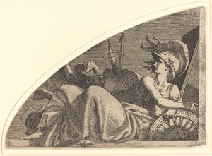 Bellona sidder på sine trofæer af Léon Davent after Francesco Primaticcio