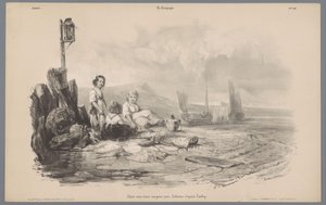 Tre børn leger i en bugt Skildringer af livet på landet (serietitel) La kampagnen. Etudes varieés aux deux Crayons (serietitel på objekt) af Léon Jean Baptiste Sabatier
