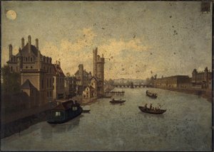 Hôtel de Conti, Tour de Nesle, Louvre, set fra Pont-Neuf, nuværende 1. og 6. arrondissement, ca. 1885 -1895 (maleri) af Léon Rolla
