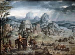 Slaget ved Trasimene-søen (olie på lærred) af Léonard Thiry
