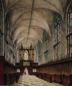 Interiør af New College kapel efter senere ændringer fra det 18. århundrede, ca. 1870 (akvarel på papir) af Loraine Salome Estridge