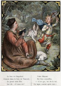 Illustration af Lorenz Frolich (1820-1908) til den populære sang "Den gode konge Dagobert"". Udgave J. Hetzel.Omkring 1880.