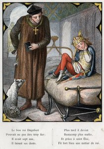 Illustration af Lorenz Frolich (1820-1908) til den populære sang "Den gode konge Dagobert"". Udgave af J. Hetzel.Omkring 1880. (Tandpine) .