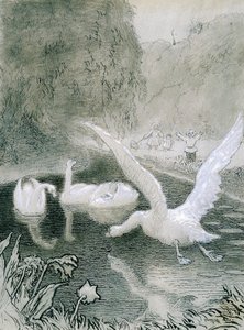 Ugly Duckling, illustration af Lorenz Frolich (1820-1908) til eventyr af HC Andersen (1805-1875)