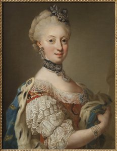 Sophie Madeleine de Danemark, reine de Suede - Portræt af Sophia Magdalena af Danmark (1746-1813), dronning af Sverige, af Pasch, Lorenz, den yngre (1733-1805). Olie på lærred