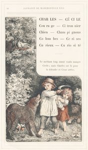 Charles, Cecile, Courage, Lemon tree, Dog, Mushrooms, Doves, Cherries, Curious, Curiosite, side 16 - Alphabet af Mademoiselle Lili, af L. Froelich og af en far (Hetzel selv). Bibliotheque  Magasin d