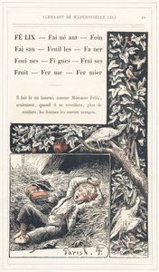 Felix, Lay, Hay, Pheasant, Leaves, Faner, Weasels, Figs, Strawberries, Fruit, Farm, Farmer, side 19 - Alfabet af Mademoiselle Lili, af L. Froelich og af en far (Hetzel selv). Bibliotheque  Magasin d