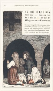 Kyrie Eleison, Kiosk, Kanguroo, Kilometre, Kyrielle, Kilogram, Kermesse, side 24 - Alfabet af Mademoiselle Lili, af L. Froelich og af en far (Hetzel selv). Bibliotheque  Magasin d