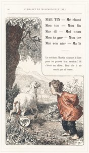 Martin, Mechant, Mouton, Mill, Tuesday, Sparrow, Mountain, Rise, Chestnut, Mais, side 26 - Alfabet af Mademoiselle Lili, af L. Froelich og af en far (Hetzel selv). Bibliotheque  Magasin d