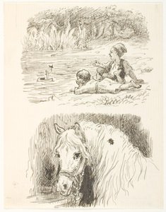 To udkast til illustrationer til Skarnbassen af Lorenz Frølich