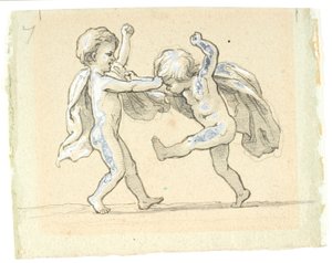 Vignet med to børn, der slås af Lorenz Frølich