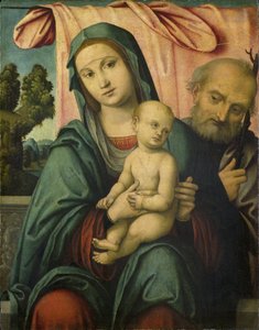 Den hellige familie af Lorenzo Costa (attributed to)