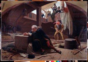 Udforskeren og navigatøren Christopher Columbus (Christopher Columbus, Cristoforo Colombo, Cristobal Colon) (1451-1506), der vender tilbage fra sin tredje rejse er lænket i lastrummet