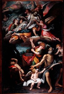 Sankt Hieronymus ser på den hellige treenighed (olie på lærred af Lorenzo Franchi