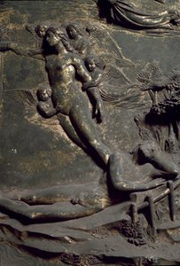 Skabelsen af Eva fra Adamkysten. Detalje af den orientalske dør kaldet Paradise, udskæring af Lorenzo Ghiberti