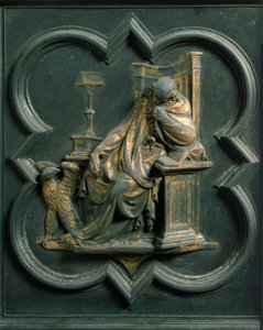 North Porte (kaldet Gate of the Cross, mod nord), udvendig detalje: Saint John Evangelist. Bronzeskulptur lavet af Lorenzo Ghiberti (1378-1455) af Lorenzo Ghiberti