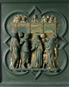 North Porte (kaldet Porte de la Croix, i nord), udvendig detalje: "" Pentecote"" Bronzeskulptur lavet af Lorenzo Ghiberti (1378-1455) af Lorenzo Ghiberti