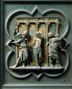 North Porte (kaldet Porte de la Croix, i nord), udvendig detalje: "" la flagellation"" Bronzeskulptur lavet af Lorenzo Ghiberti (1378-1455) af Lorenzo Ghiberti