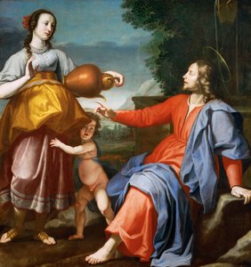 Jesus Christ et la Samaritgaine - Kristus og den samaritanske kvinde - Lorenzo Lippi (1606-1665). Olie på lærred
