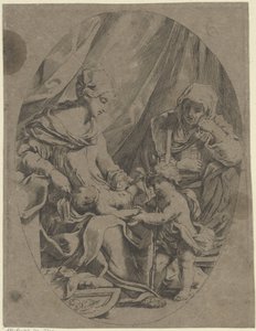 Maria med Kristusbarnet, den unge Johannes Døberen og Elizabeth af Lorenzo Loli