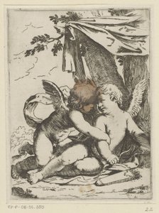 To putti under en teltdug af Lorenzo Loli