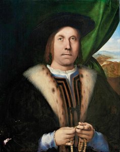 Portræt af en mand med en rosenkrans, ca 1515-1520. af Lorenzo Lotto