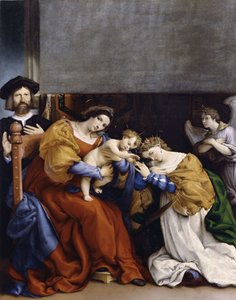 Det mystiske ægteskab mellem Saint Catherine og donoren Niccolò Bonghi, 1523. af Lorenzo Lotto