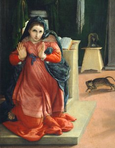 The Recanati Annunciation, ca. 1532, af Lorenzo Lotto (1480 ca- 1556), olie på lærred af Lorenzo Lotto