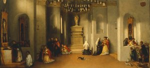 Sankt Lucias kaldelse, første panel af predella af altertavle af Sankt Lucia eller Sankt Lucia før dommer af Lorenzo Lotto (1480 ca- 1556), olie på panel, 32x69 cm af Lorenzo Lotto