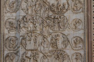 Scener fra Kristi liv, Historier fra Det Nye Testamente, basrelieffer af Lorenzo Maitani (før 1275-1330), tredje søjle, facade af Orvieto-katedralen, Umbrien, Italien af Lorenzo Maitani