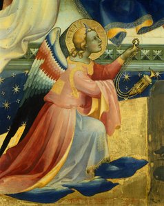 Knælende engel, detalje fra centralpanelet af Coronation of Virgin af Lorenzo Monaco (ca. 1370-1425), tempera og guld på panel, 506x447, 5 cm af Lorenzo Monaco