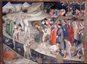 Saint John the Baptist baptizing the neophytes on the Jordan river bank Fresco by Lorenzodani