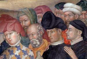 Sankt Johannes Døberen døber Jesus, detaljer (Fresco af Lorenzo Salimbeni