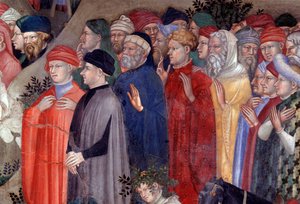 Sankt Johannes Døberen, der døber folkeskarerne i Jordan, detaljer (Fresco