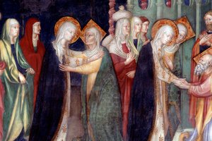 Marias besøg hos den hellige Elizabeth, detaljer (Fresco