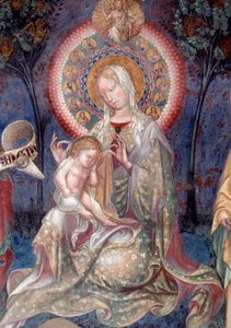 Jomfru og barn med Johannes Døberen og apostlen Sankt Jakob, detalje (Fresco
