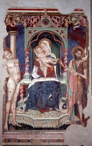 Jomfru med barn omgivet af den hellige Sebastian og den hellige Johannes Døber (Fresco af Lorenzo Salimbeni