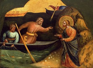 Kaldelse af apostlene Peter og Andrew Predella Panel, ca 1370.