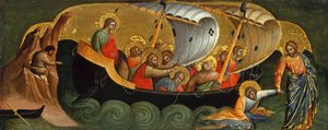 Kristus redder Peter fra druknende Predella-panel, ca 1370.