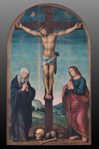 Korsfæstelse, ca. 1500-24 (olie på panel) af Lorenzo di Credi